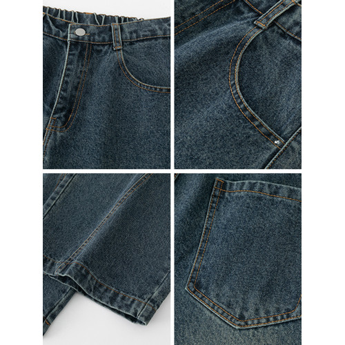 真維斯美式復古彎刀褲男女秋冬款加絨加厚濶腿寬鬆痞帥牛仔褲子男