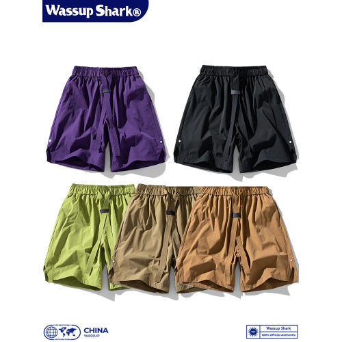 Wassup Shark潮牌冰感速乾休閒短褲男夏季寬鬆百搭沙灘運動五分褲