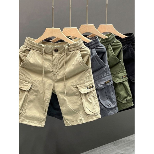 餘文樂復古潮牌寬鬆休閒水洗五分褲重磅純棉大口袋工裝短褲中褲男