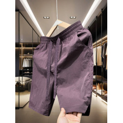 2025夏季新款純色男士五分褲速乾男生短褲美式中褲寬鬆情侶沙灘褲