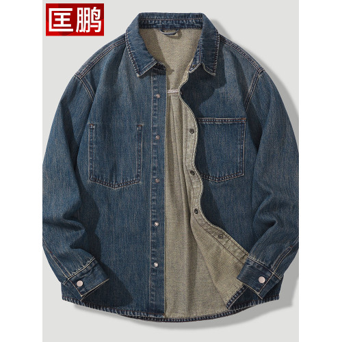 高級潮牌牛仔襯衫男外套2025新款秋季男裝痞帥男士休閒襯衣春秋款