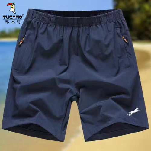 TUCANO啄木鳥 夏季冰絲純色速乾短褲透氣運動休閒大碼五分褲男褲