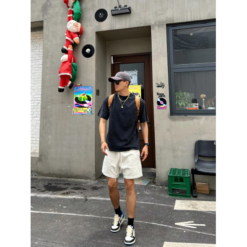 美式重磅運動短褲男夏季寬鬆休閒爆款純色高級感痞帥褲子潮牌百搭