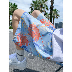 沙灘短褲男夏季薄款速乾泳褲潮流印花大褲衩寬鬆睡褲休閒五分褲子