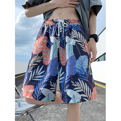 沙灘短褲男夏季薄款速乾泳褲潮流印花大褲衩寬鬆睡褲休閒五分褲子