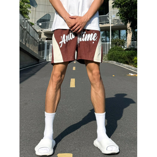 美式運動褲ANDTIME夏季寬鬆潮牌訓練三四分褲男跑步華夫格籃球褲