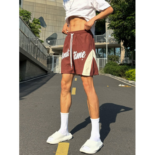 美式運動褲ANDTIME夏季寬鬆潮牌訓練三四分褲男跑步華夫格籃球褲