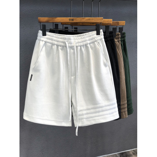 三條杠設計高級重磅運動休閒短褲男士褲子夏季寬鬆五分褲美式衛褲