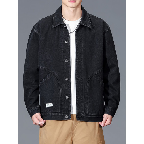 冬季黑色加絨牛仔外套男款寬鬆潮流痞帥加厚保暖百搭中年工裝棉衣