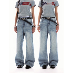 0123Start 水洗cleanfit牛仔褲男女寬鬆美式復古潮牌休閒直筒褲子