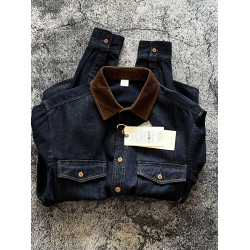 美式復古巴恩風靛藍長袖厚實牛仔襯衫口袋工裝重磅復古襯衣外套潮