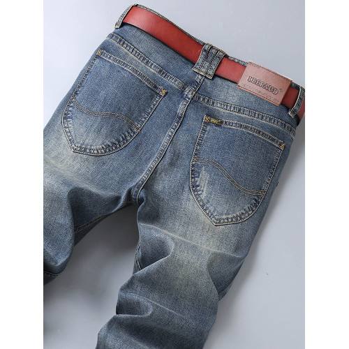 高級廣州新塘復古牛仔褲男秋冬季男士直筒寬鬆2025新款加絨長褲子