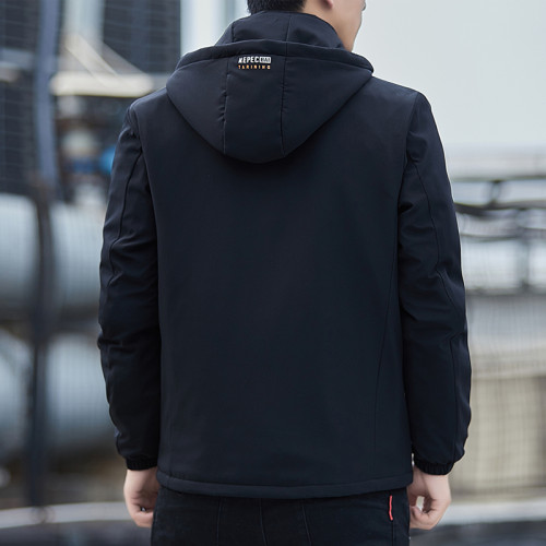 男士棉衣秋冬季新款加絨保暖可拆卸帽寬鬆外套時尚潮流百搭男夾克