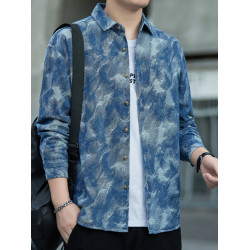 法婭茜牛仔外套男長袖夾克寬鬆春秋款耐磨耐穿工裝工作服休閒外套