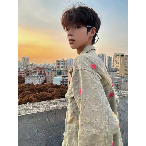 網紅同款美式街頭黃泥水洗做舊復古牛仔衣男女寬鬆潮牌夾克外套潮