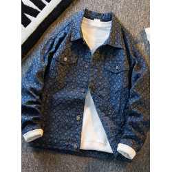 橫派潮品高級輕奢提花牛仔夾克男春秋高街潮牌高級感男士痞帥外套