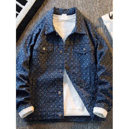 橫派潮品高級輕奢提花牛仔夾克男春秋高街潮牌高級感男士痞帥外套