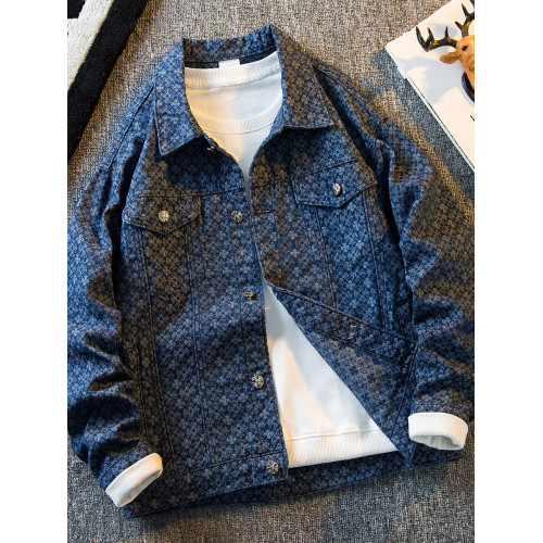 橫派潮品高級輕奢提花牛仔夾克男春秋高街潮牌高級感男士痞帥外套