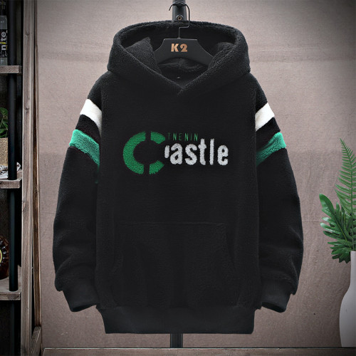 羊羔絨衛衣男秋冬季新款潮流青少年加絨初高中生加厚外套帥氣2025