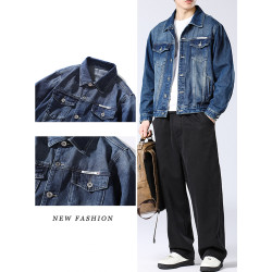 NG真維斯秋冬高級舒適男士牛仔外套美式復古水洗時尚潮牌寬鬆夾克