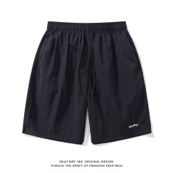 美式夏季輕薄速乾純色百搭基礎廓形寬鬆運動休閒五分沙灘短褲男女