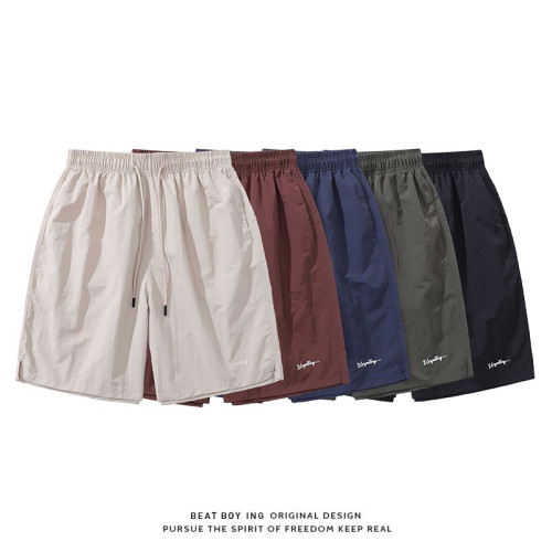 美式夏季輕薄速乾純色百搭基礎廓形寬鬆運動休閒五分沙灘短褲男女