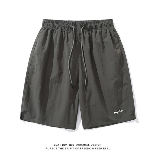 美式夏季輕薄速乾純色百搭基礎廓形寬鬆運動休閒五分沙灘短褲男女