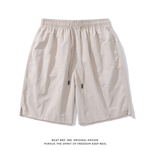 美式夏季輕薄速乾純色百搭基礎廓形寬鬆運動休閒五分沙灘短褲男女