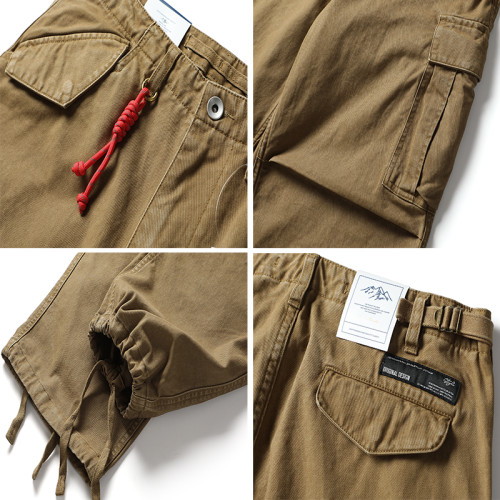 美式潮牌重工水洗直筒工裝褲男秋冬季大口袋寬鬆純棉束腳休閒長褲