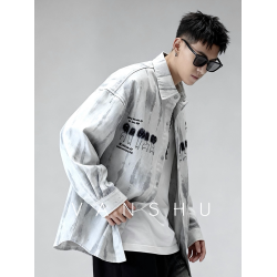 潮流痞帥漸變襯衫式夾克外套男2026春季新款情侶款女休閒長袖襯衣