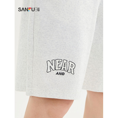 三福2025夏季男士針織休閒中褲時尚寬鬆橡筋腰短褲褲子男500032