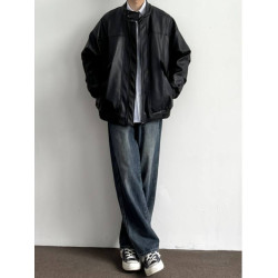 美式vibe提檔版型褲子深藍色牛仔褲男款秋冬加絨加厚顯腿長直筒褲