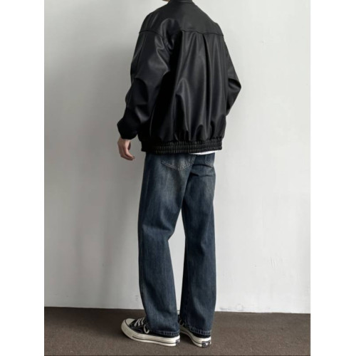 美式vibe提檔版型褲子深藍色牛仔褲男款秋冬加絨加厚顯腿長直筒褲