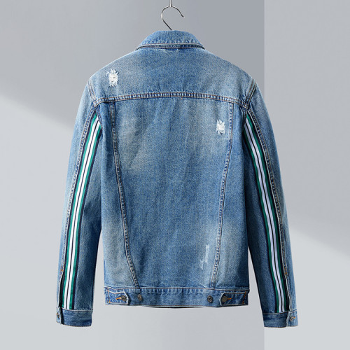 一線撤標撤櫃2025年春季新款時尚個性破洞織帶100%棉舒適牛仔外套