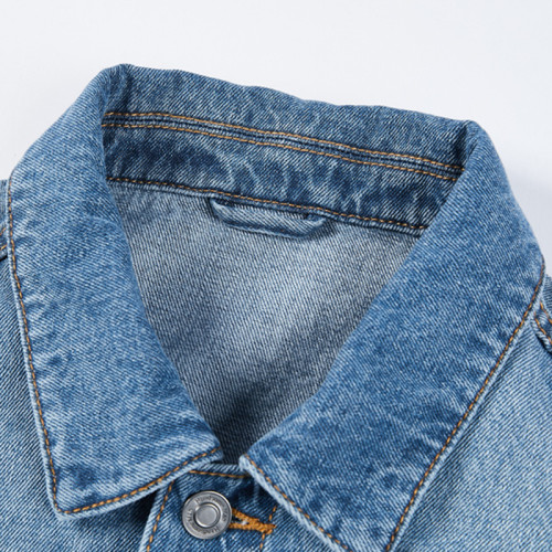 一線撤標撤櫃2025年春季新款時尚個性破洞織帶100%棉舒適牛仔外套