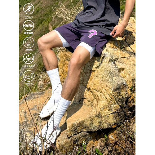 andtime美式籃球問號短褲實戰訓練運動褲夏季寬鬆透氣三四分褲潮