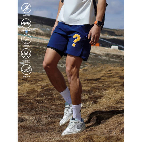 andtime美式籃球問號短褲實戰訓練運動褲夏季寬鬆透氣三四分褲潮