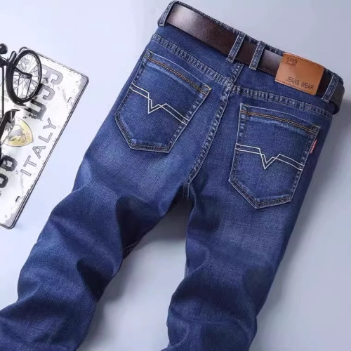 2025秋冬新款牛仔褲男士加絨褲子彈力寬鬆直筒休閒潮百搭修身長褲