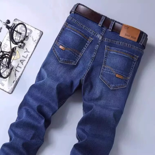 2025秋冬新款牛仔褲男士加絨褲子彈力寬鬆直筒休閒潮百搭修身長褲