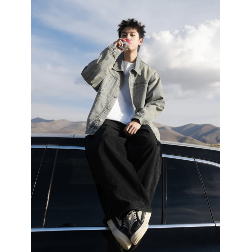 王櫓傑同款GOGOSOON牛仔外套男430g新款2025春秋夾克做舊青少年