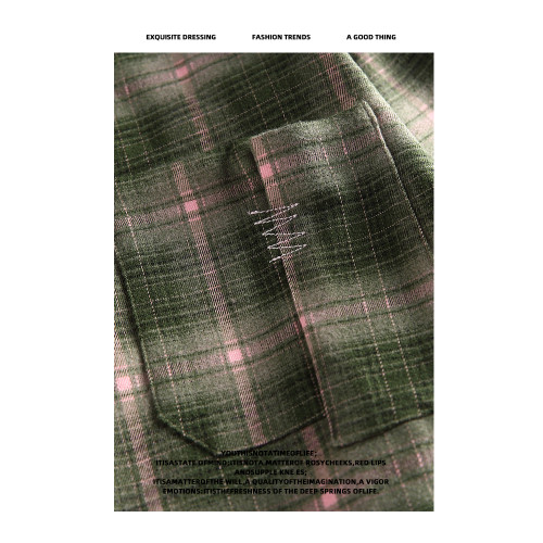 CIETEASER丨小衆設計丨美式格子長袖襯衫丨寬鬆休閒百搭繙領襯衣