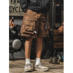 冰絲速乾褲子男夏款多口袋休閒五分褲戶外機能寬鬆大碼工裝短褲潮