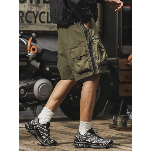 冰絲速乾褲子男夏款多口袋休閒五分褲戶外機能寬鬆大碼工裝短褲潮