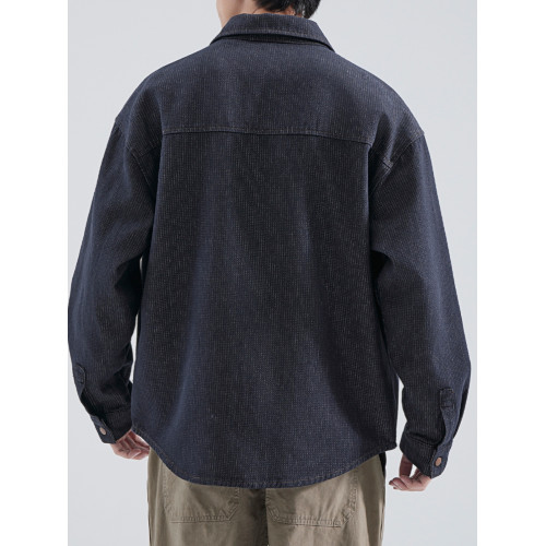 hansca長袖牛仔襯衫男2026春季日系水洗復古潮牌痞帥工裝襯衣外套