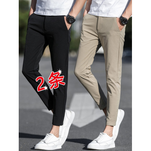 夏季九分褲男修身小腳褲男士休閒褲韓版潮流褲子男春夏薄款速乾褲