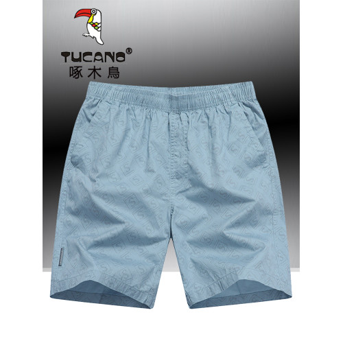 啄木鳥夏季純棉短褲男休閒家居寬鬆大碼沙灘褲運動五分褲外穿中褲