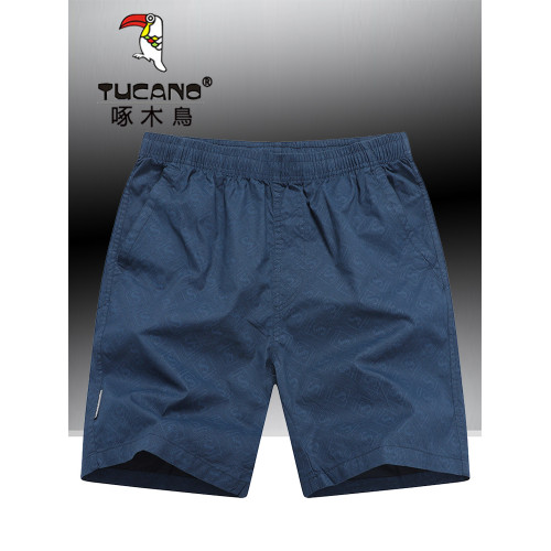 啄木鳥夏季純棉短褲男休閒家居寬鬆大碼沙灘褲運動五分褲外穿中褲