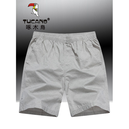 啄木鳥夏季純棉短褲男休閒家居寬鬆大碼沙灘褲運動五分褲外穿中褲