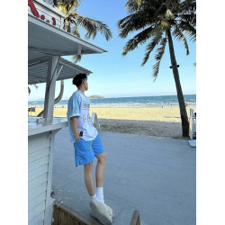 夏日美式多巴胺風休閒速乾五分褲男女夏季慵懶寬鬆薄款沙灘短褲