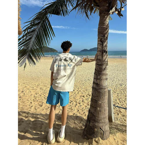 夏日美式多巴胺風休閒速乾五分褲男女夏季慵懶寬鬆薄款沙灘短褲